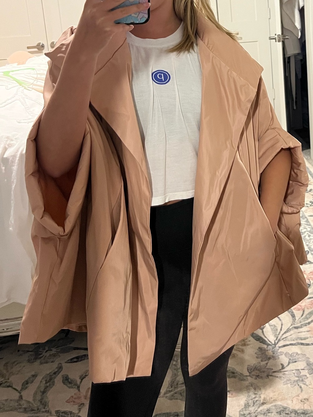 Oversized Light Tan/Blush Cape Jacket